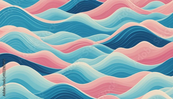 Fototapeta Pastel abstract illustration of Waves and Dunes for background and liminal space 