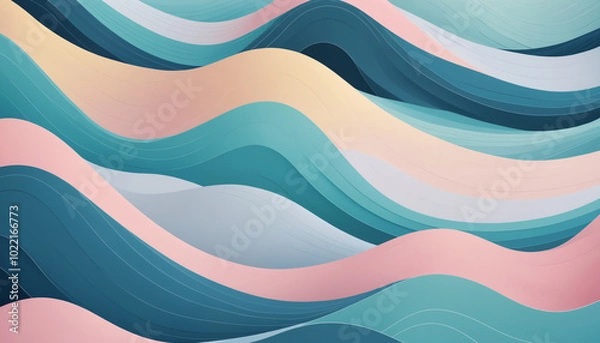 Obraz Pastel abstract illustration of Waves and Dunes for background and liminal space 