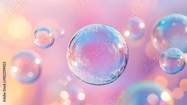 Fototapeta Colorful Bubbles on a Soft Pastel Background