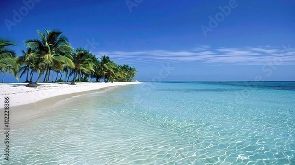 Fototapeta Beautiful Beach Background - a captivating and serene visual. The beautiful beach backdrop creates an enchanting and relaxing scene