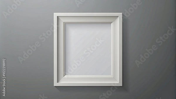 Fototapeta Empty white rectangular frame with passepartout on grey background, bordered to create a creative project, mockup template, or vector design object.