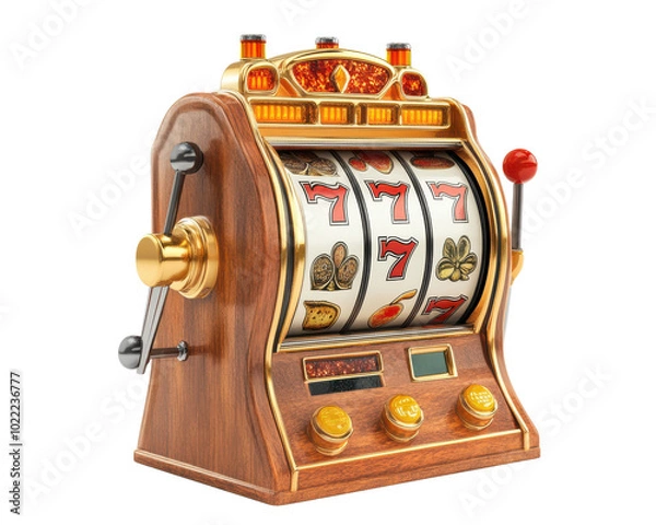 Obraz Vintage slot machine on a white isolated background.