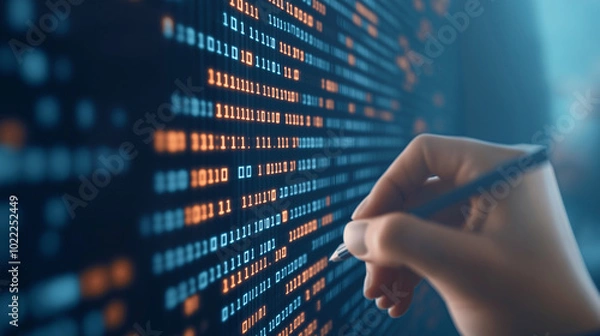 Obraz Artificial Intelligence in Document Analysis, the role of artificial intelligence in document analysis with an image portraying machine learning algorithms extracting data from unstructured documents
