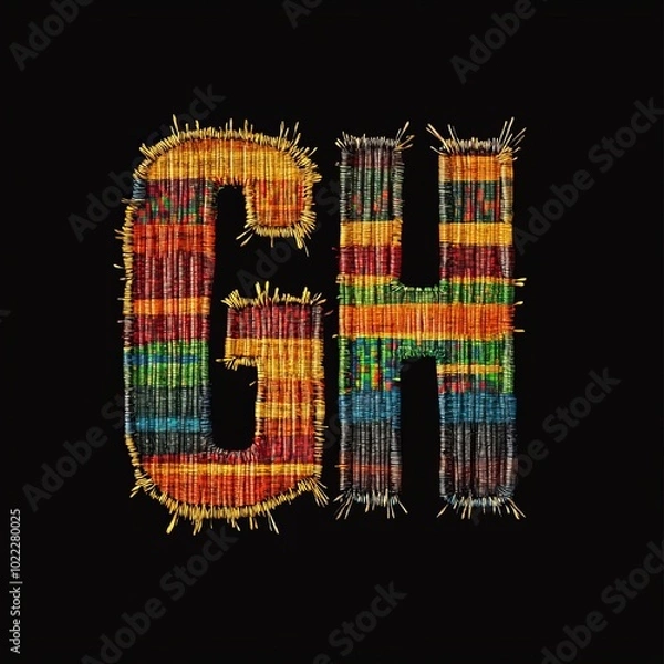 Fototapeta Colorful Textile Letter Design on a Black Background