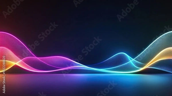 Fototapeta A rainbow background with bright neon colors arranged in waves, perfect for party themes or energetic advertisements.