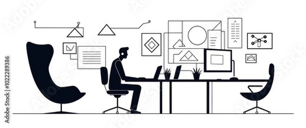 Fototapeta illustration of a person with  phone with a microphone