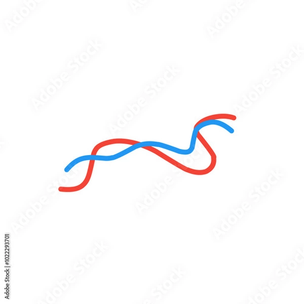 Fototapeta red and blue wave lines
