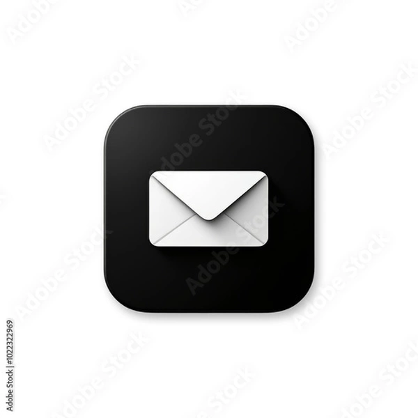 Obraz Minimalist Email Icon on Black and transparent Background
