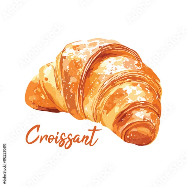 Obraz croissant in watercolor illustration style, isolated vector on white background