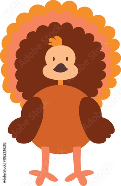 Obraz Hand drawn cute turkey vector clipart isolated on white. Thanksgiving day. Stock illustration.