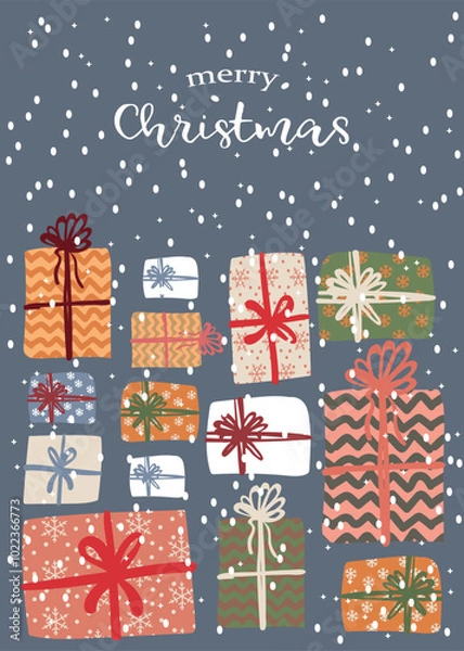 Fototapeta new year christmas card. Vector template with cute elements for design