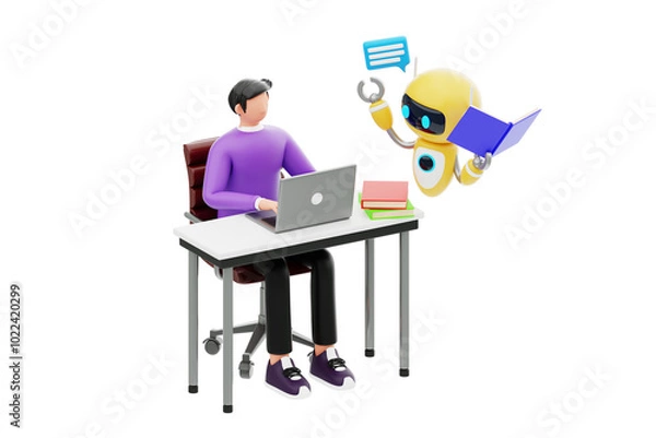 Obraz AI Education Tool 3D Character Illustration.