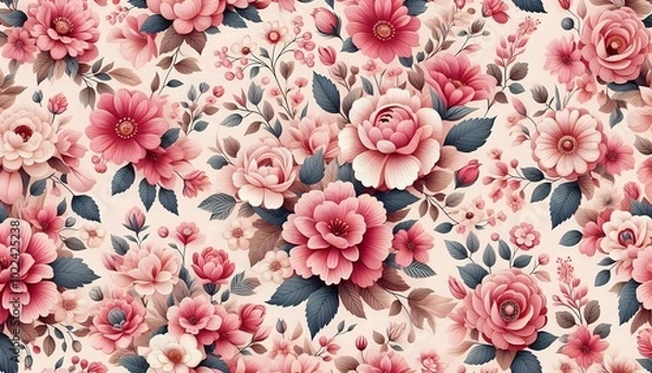 Obraz Elegant Floral Pattern with Pink Blooms