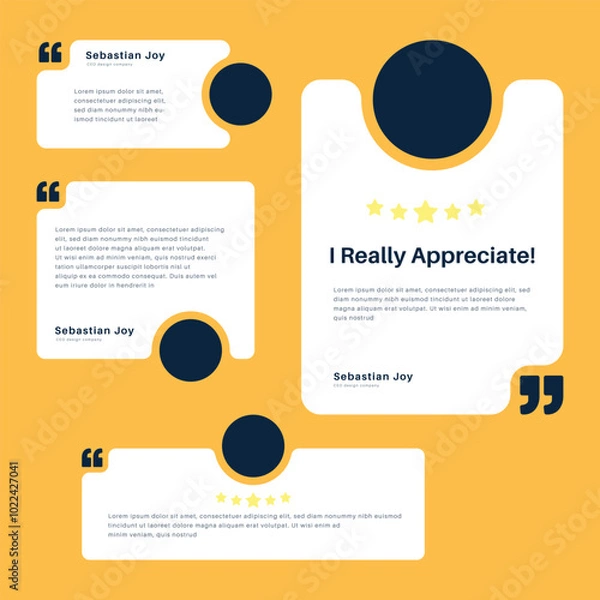 Fototapeta Client or customer review testimonial social media post. Customer or client service feedback review post design template
