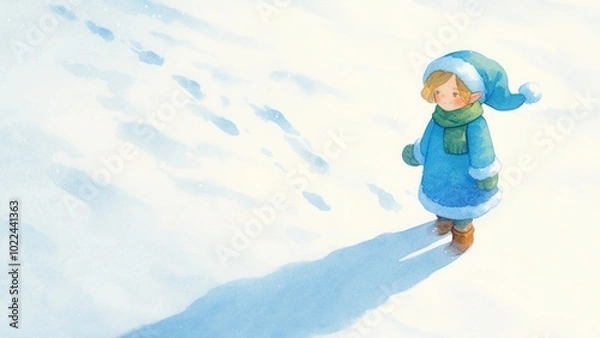 Fototapeta Twinkling Shadow Elf, casting shimmering shadows on the snow