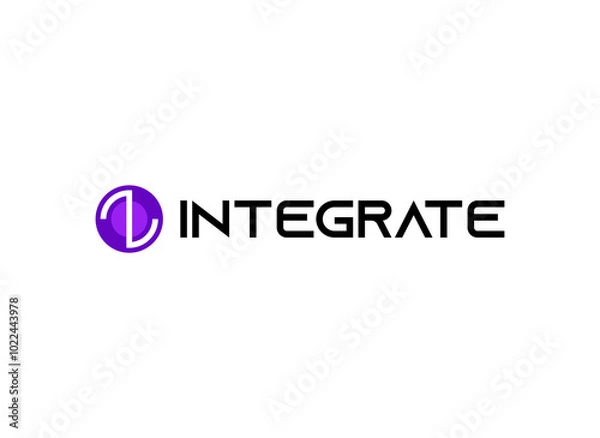 Fototapeta A modern logo design featuring the word "INTEGRATE" with a circular element.