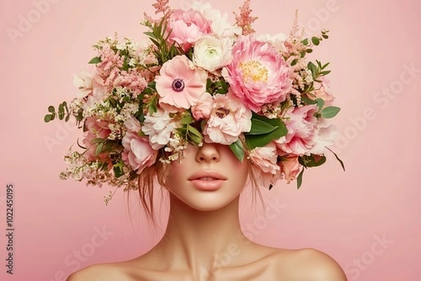 Obraz portrait of a woman covered with flowers