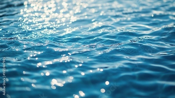 Fototapeta Tranquil Blue Water Surface with Sunlight Reflection