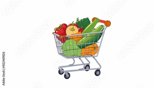 Obraz Grocery-Filled Shopping Cart