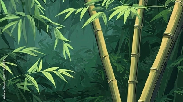 Fototapeta Lush Green Bamboo Forest with Sunlight Filtering Through the Leaves