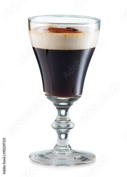Obraz Irish coffee in a glass isolated on white