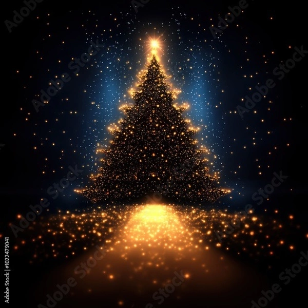 Fototapeta Sparkling Christmas Tree with Shimmering Lights