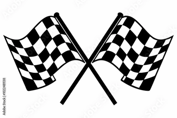 Fototapeta two crossed checkered Flag NASCAR Racing flag, sports finish line flag silhouette vector 