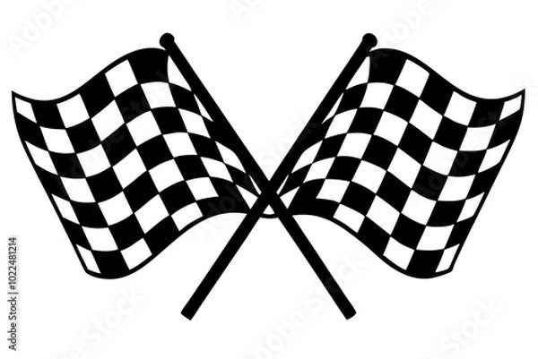Fototapeta two crossed checkered Flag NASCAR Racing flag, sports finish line flag silhouette vector 