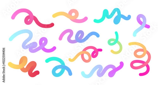 Fototapeta Set of gradient flowing lines and loops in vibrant colors. Editable ribbons, geometric smooth shapes for party designs, event backgrounds. Liquid futuristic elements. Vector illustration.