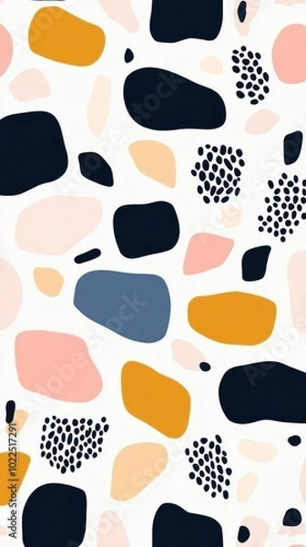 Fototapeta Abstract pattern featuring colorful organic shapes on a light background.