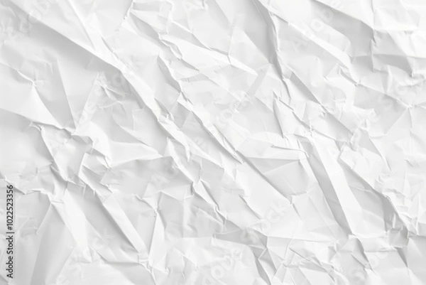 Fototapeta White crumpled paper texture background. Blank textured surface for design and print.