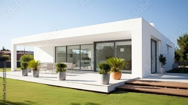 Obraz contemporary house white background