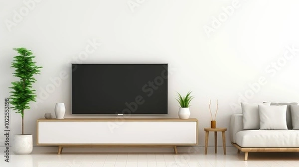 Fototapeta modern tv monitor on wall