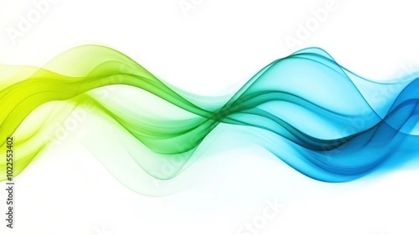 Fototapeta Abstract wave design with smooth gradients in green and blue tones.
