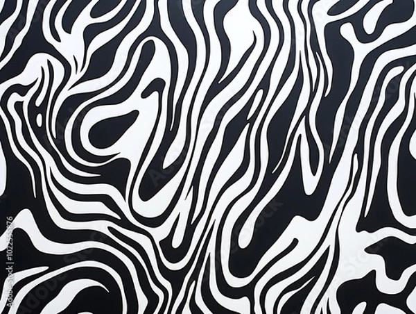 Fototapeta Black and white abstract background illustration waves, zebra lines design