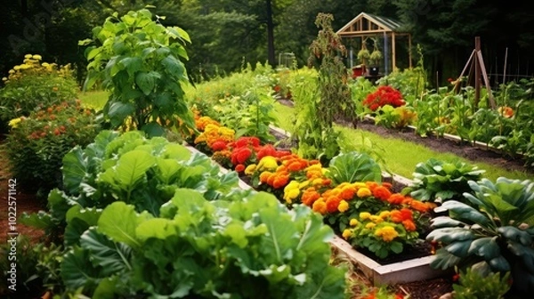 Fototapeta cucumbers backyard plants
