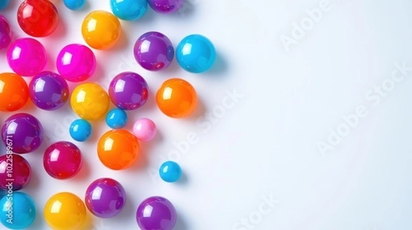 Obraz Colorful Spheres Scattered on White Background