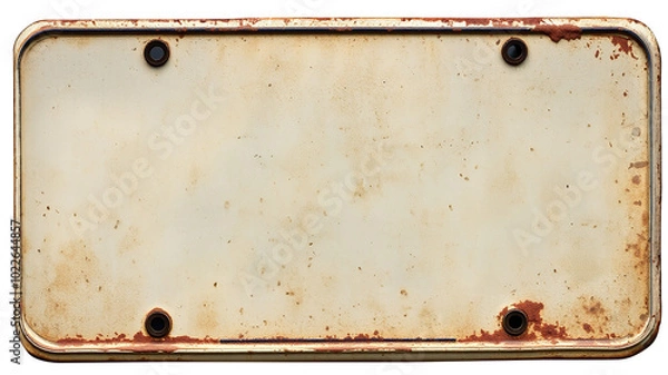 Fototapeta Vintage License Plate with Rust and Wear Marks