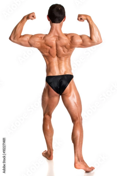 Obraz Bodybuilder Posing on White