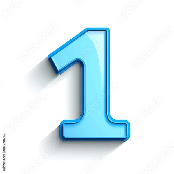 Fototapeta 3d number 1 number light  blue  written text one