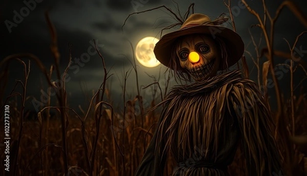 Fototapeta close up of a creepy scarecrow