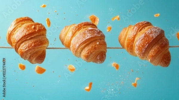 Fototapeta creative installation of croissants