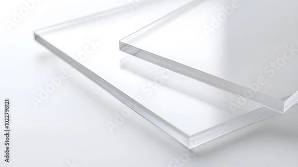 Fototapeta Pieces of transparent acrylic sheets isolated on background