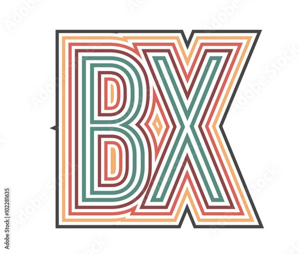 Fototapeta BX Initial Retro Logo company Outline. vector identity