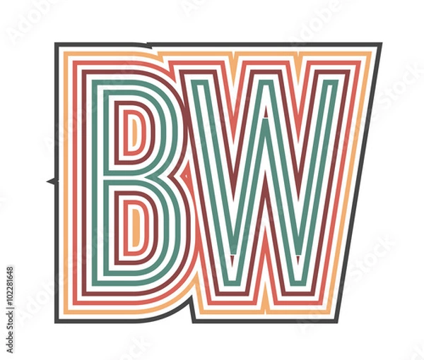 Fototapeta BW Initial Retro Logo company Outline. vector identity