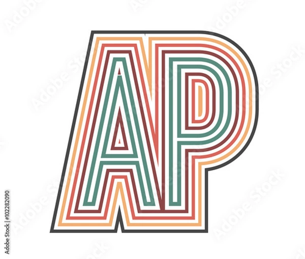 Fototapeta AP Initial Retro Logo company Outline. vector identity