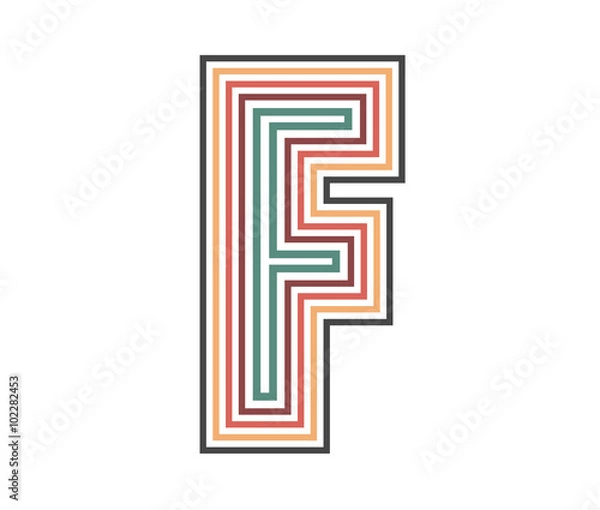 Fototapeta F Initial Retro Logo company Outline. vector identity