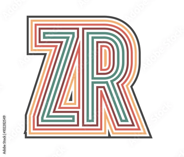 Fototapeta ZR Initial Retro Logo company Outline. vector identity