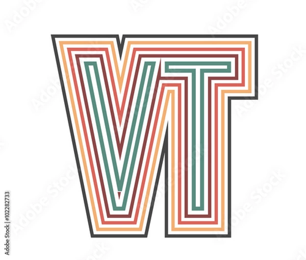 Fototapeta VT Initial Retro Logo company Outline. vector identity