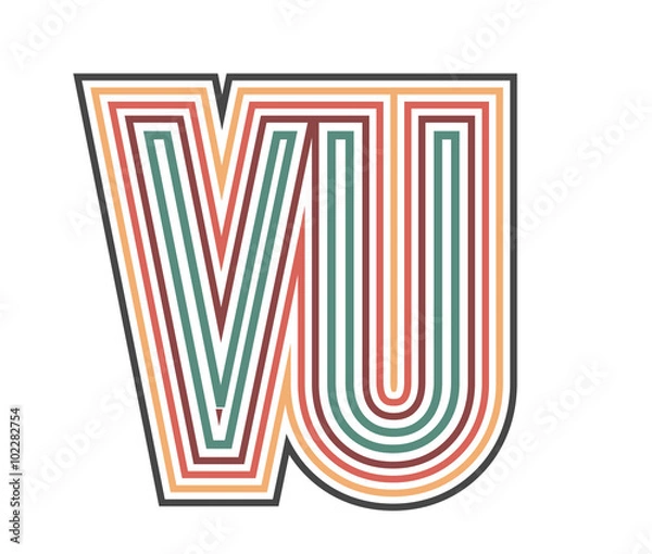 Fototapeta VU Initial Retro Logo company Outline. vector identity